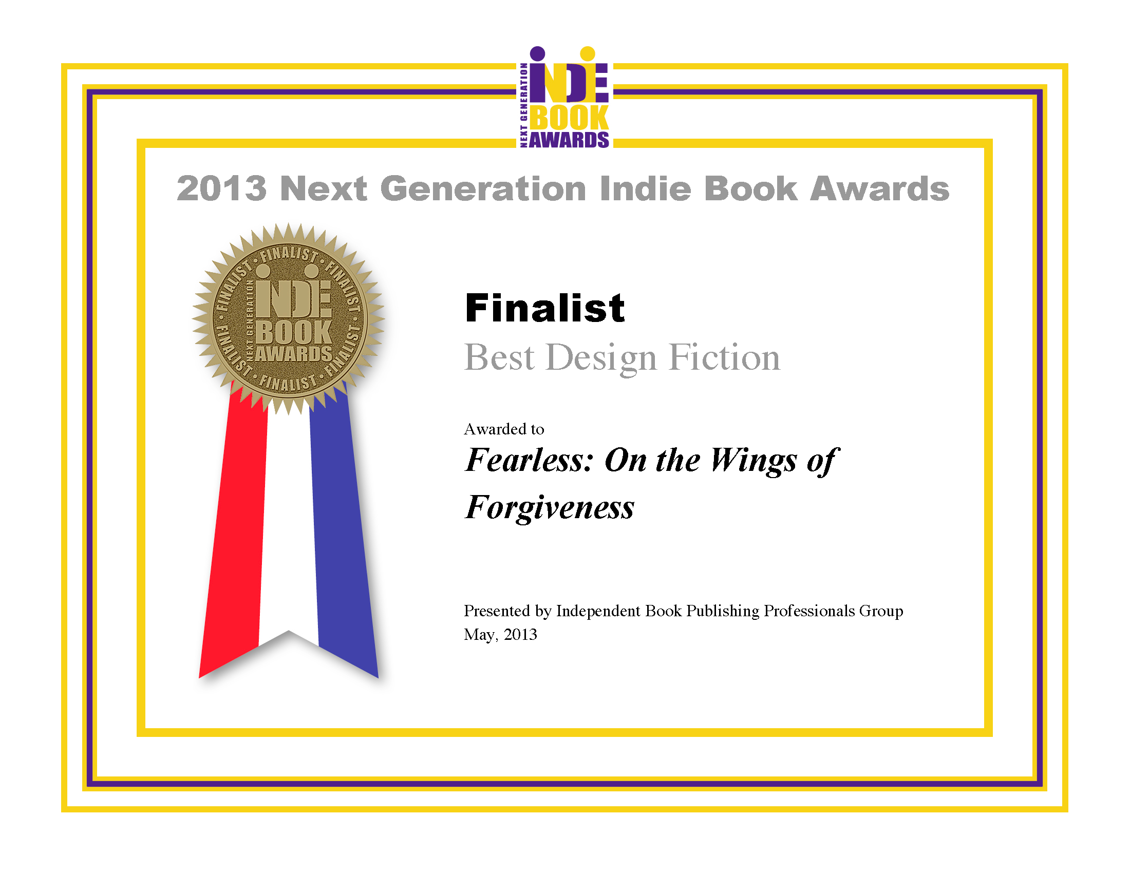 Indie Book Awards Winner Certificate